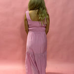 Larissa Smocked Tiered Mini Dress in Pink