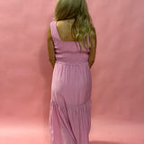 Larissa Smocked Tiered Mini Dress in Pink