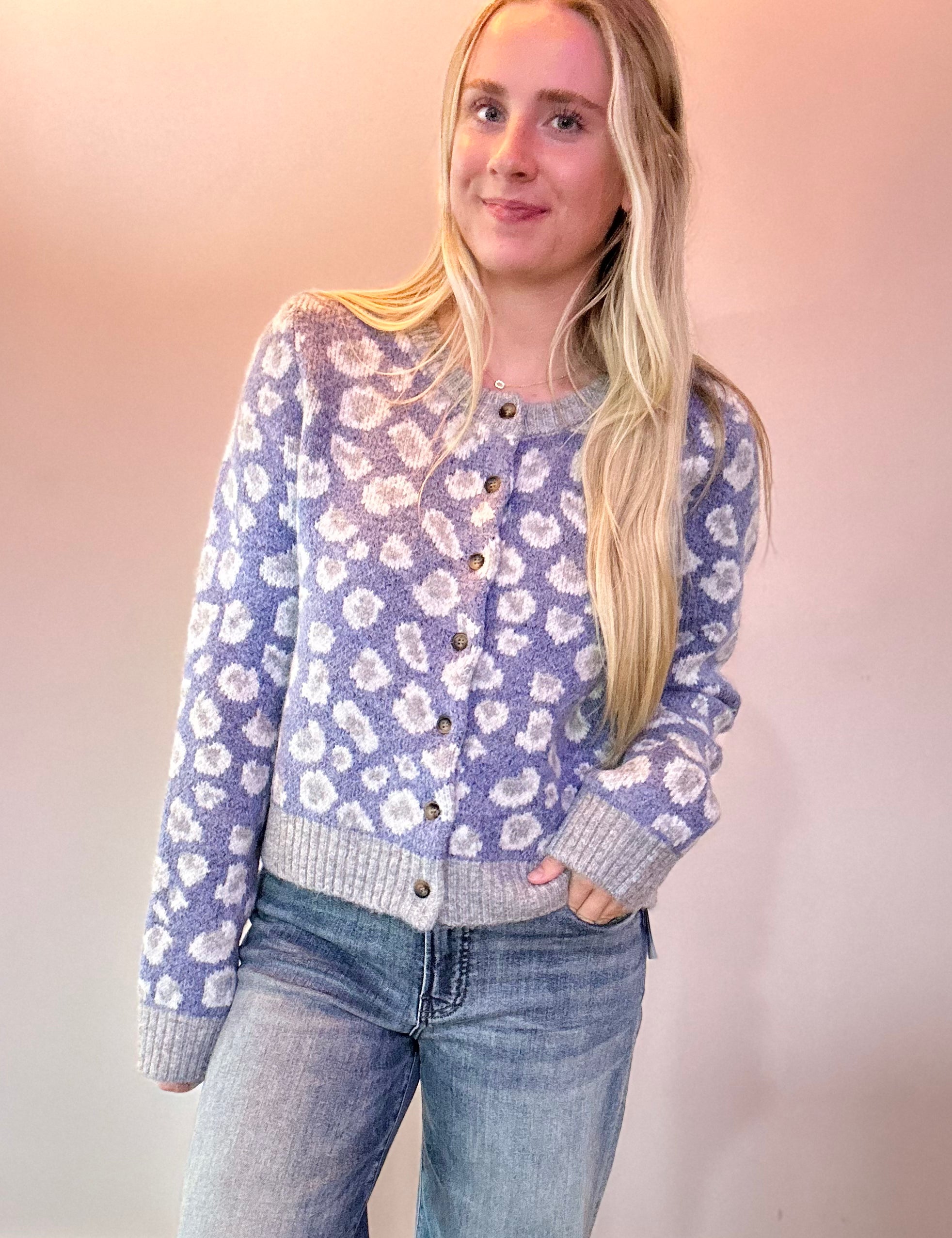 Leopard-Print Button-Front Cardigan