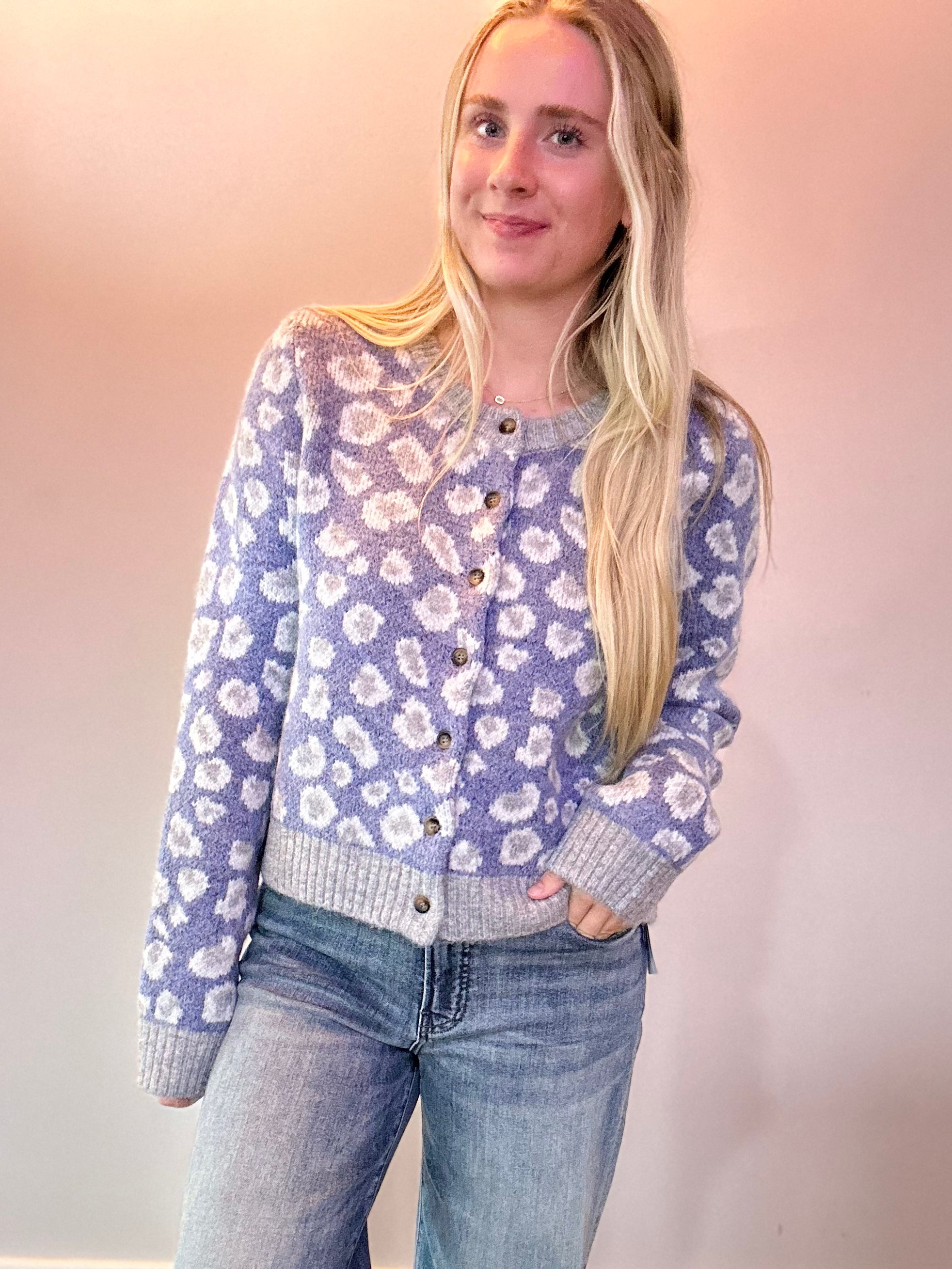 Leopard-Print Button-Front Cardigan