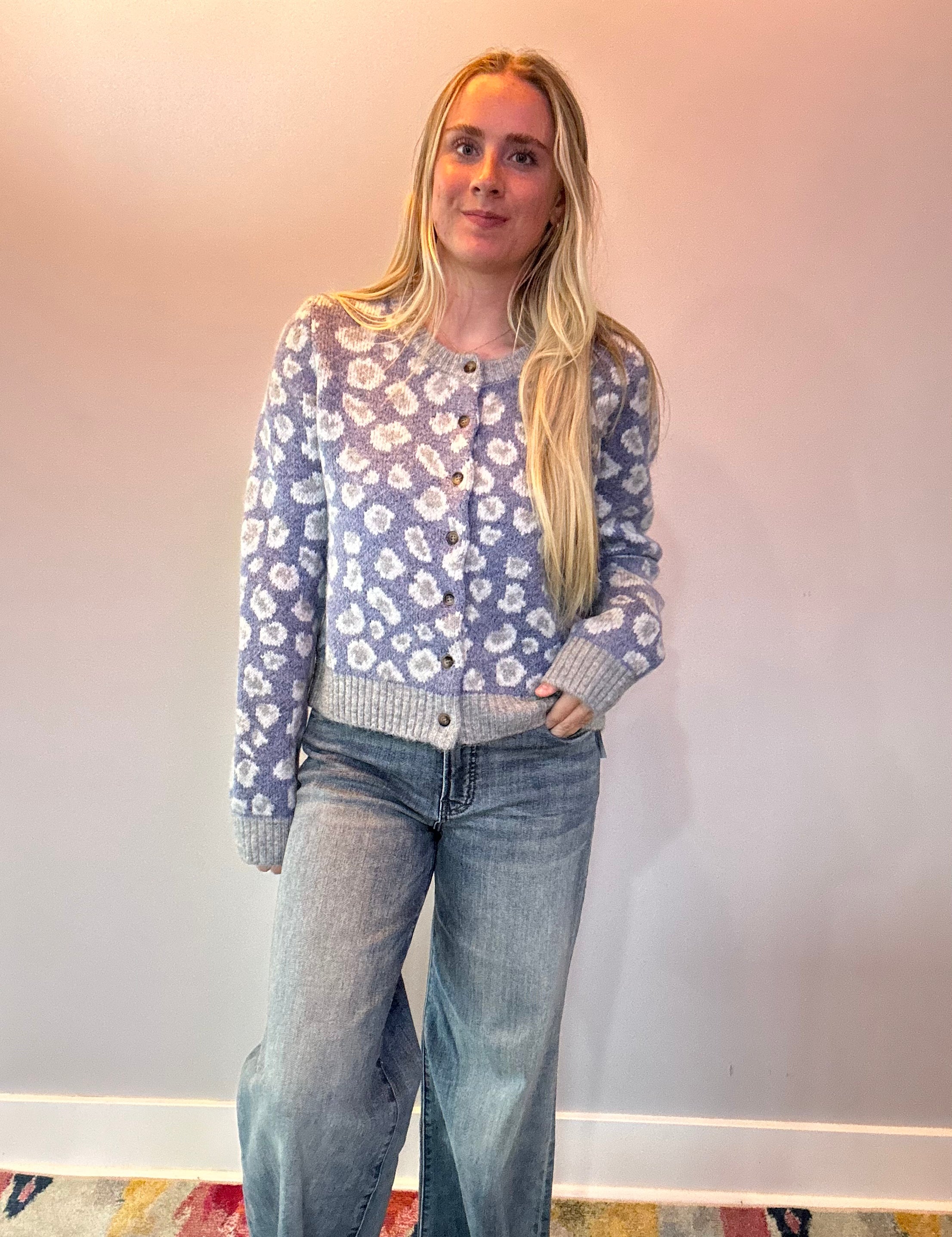 Leopard-Print Button-Front Cardigan