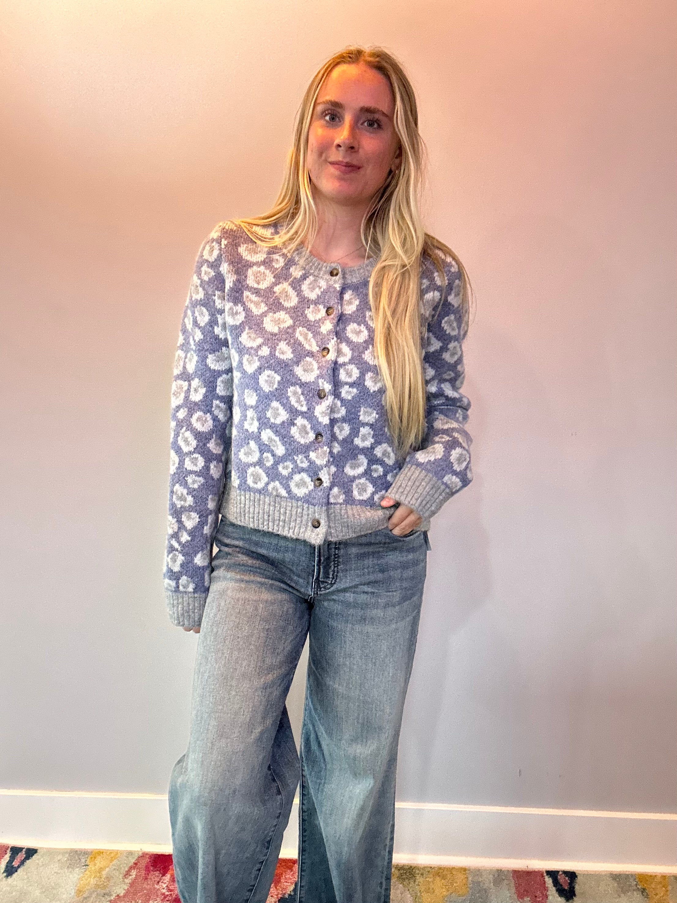 Leopard-Print Button-Front Cardigan