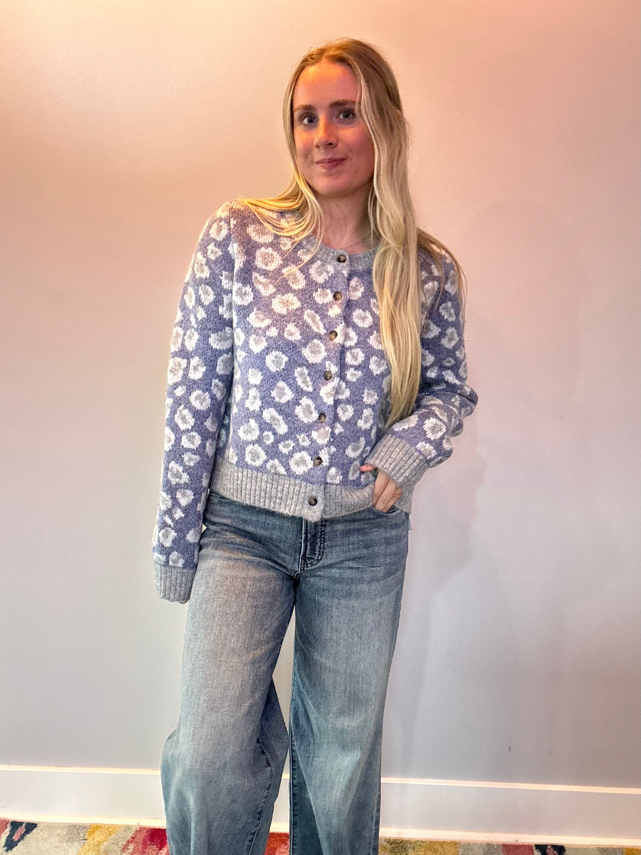 Leopard-Print Button-Front Cardigan