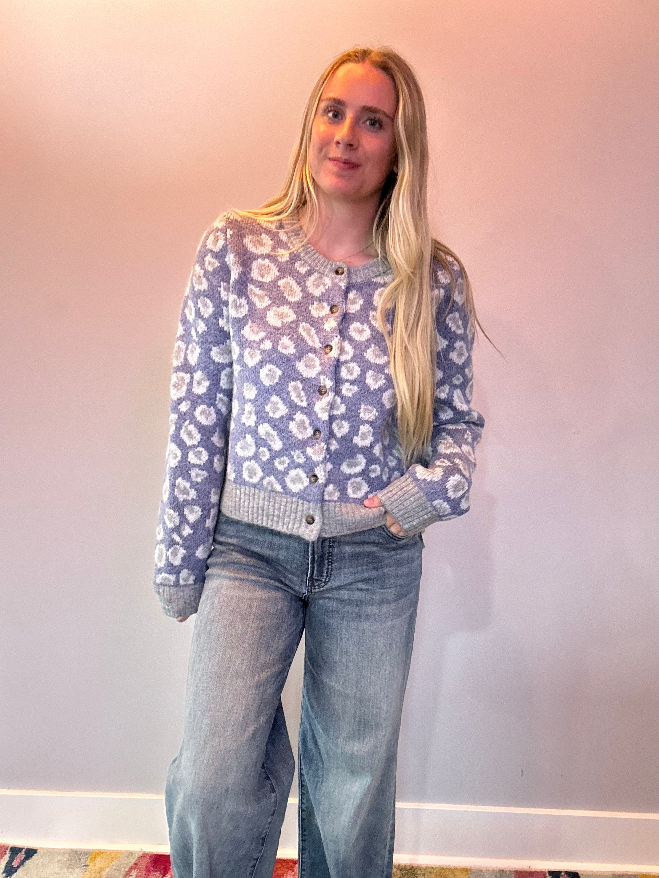 Leopard-Print Button-Front Cardigan