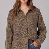 Leopard Print Pocket Front Shacket Layering Top