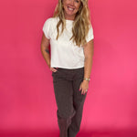 Logan Brown Cheetah Stretch Mid Rise Dad Jean Hidden