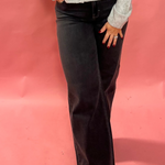 Logan Dark Light Wash Stretch Dad Jean in Charcoal