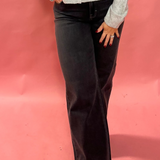 Logan Dark Light Wash Stretch Dad Jean in Charcoal