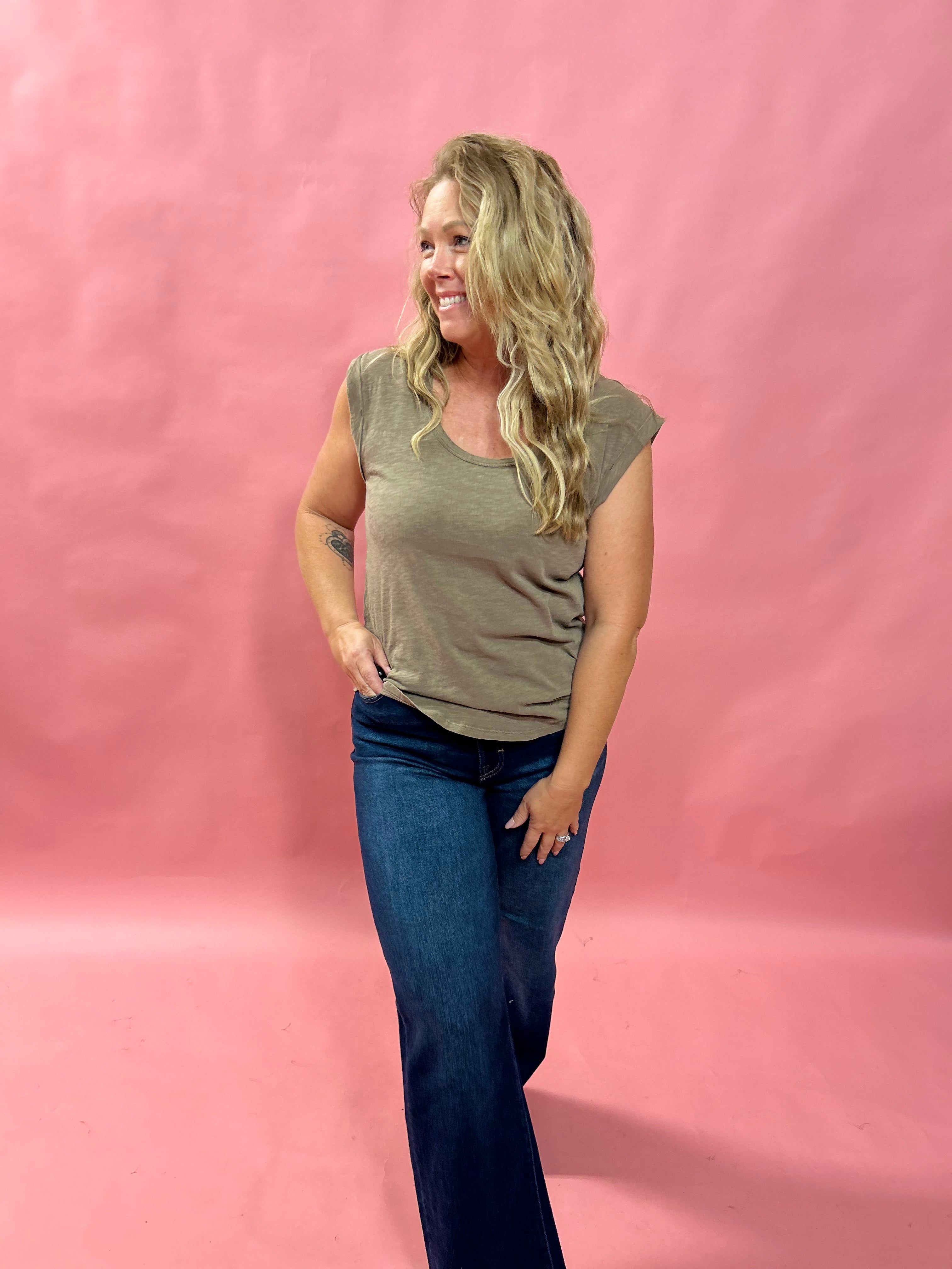 Logan Dark Wash Stretch Dad Jean - Shabby 2 Chic Boutiques