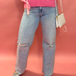 Logan Light Blue Distressed Dad Jean