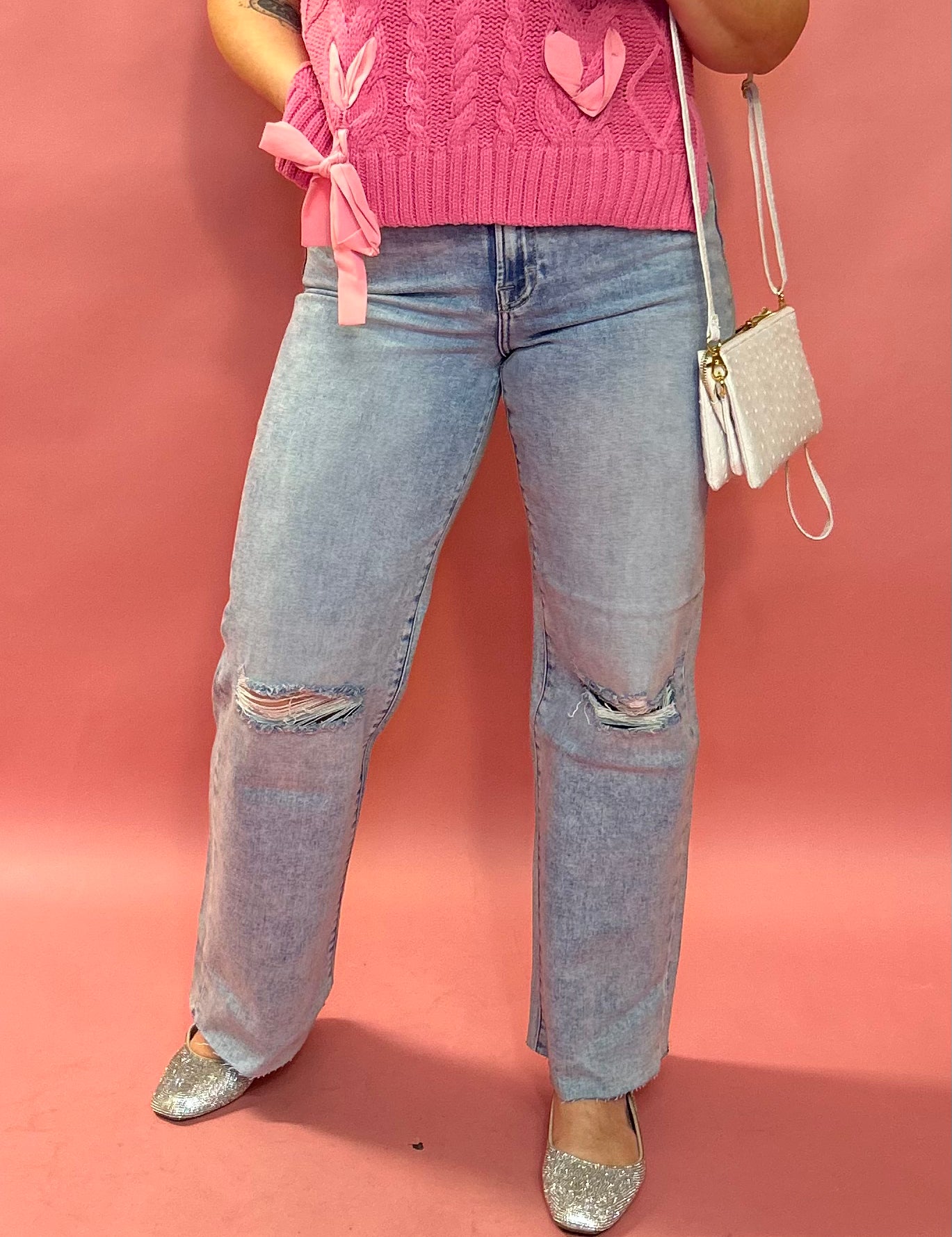 Logan Light Blue Distressed Dad Jean
