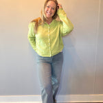 Back view of the charcoal dad jeans showing the relaxed straight leg and clean cut hem
