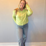Back view of the charcoal dad jeans showing the relaxed straight leg and clean cut hem