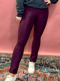 Look At Me Now Faux Leather Boot Cut Leggings in Burgundy