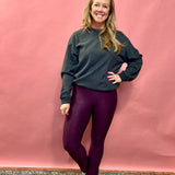 Look At Me Now Faux Leather Boot Cut Leggings in Burgundy