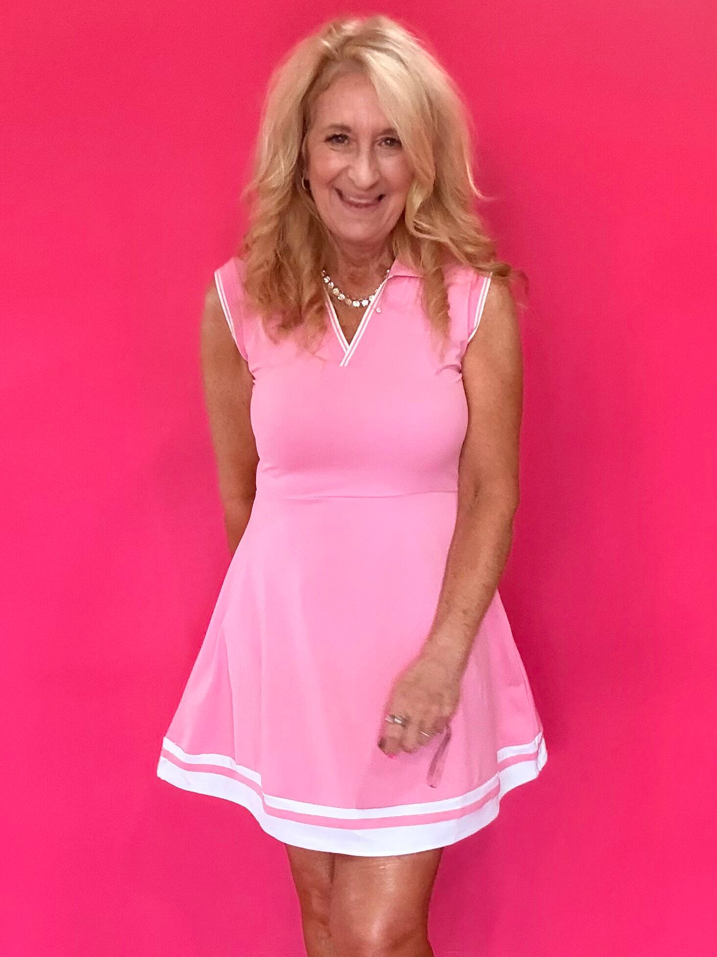 Love Match Collared Tennis Dress in Pink