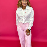 Love Notes Heart Print Button-Up Shirt