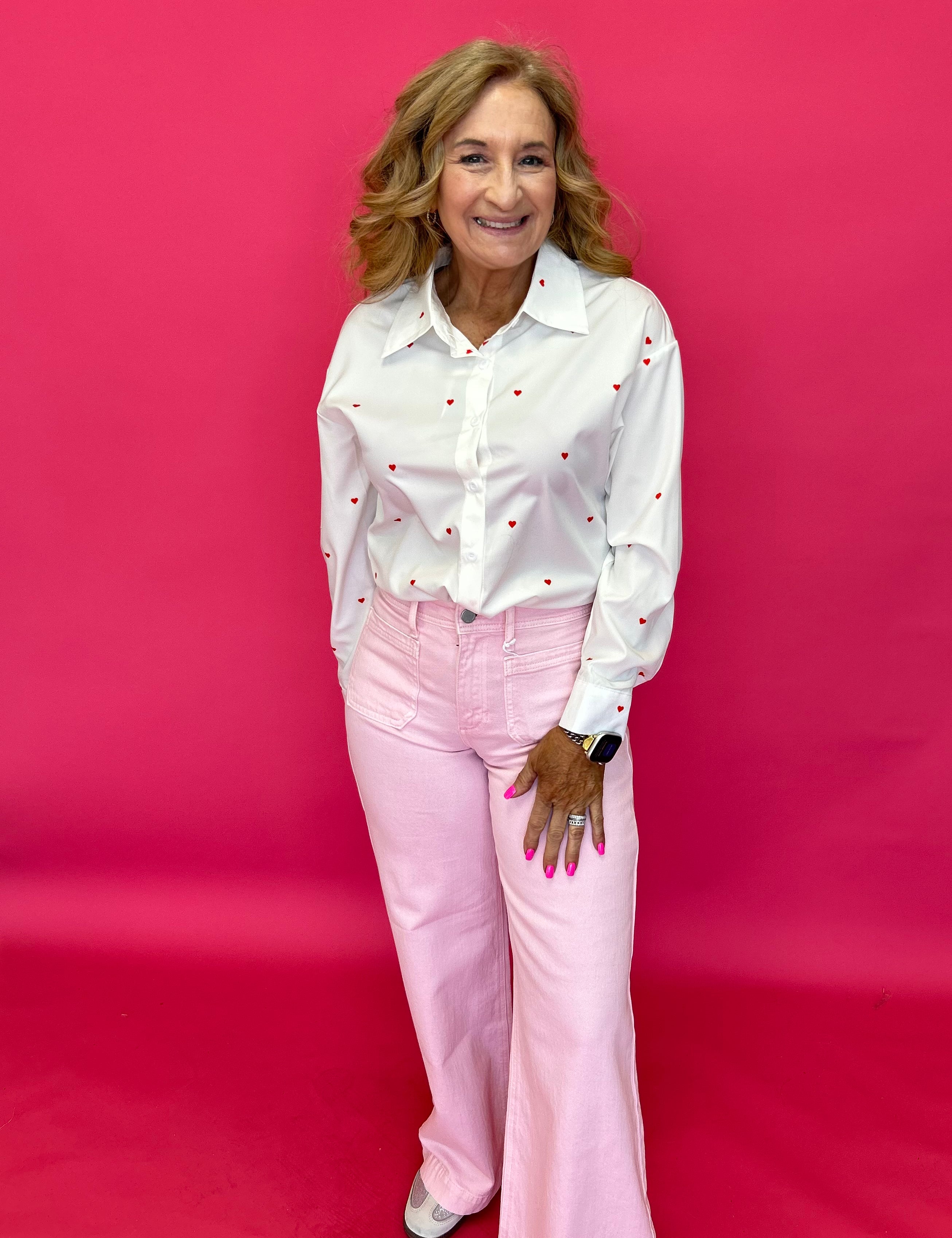 Love Notes Heart Print Button-Up Shirt