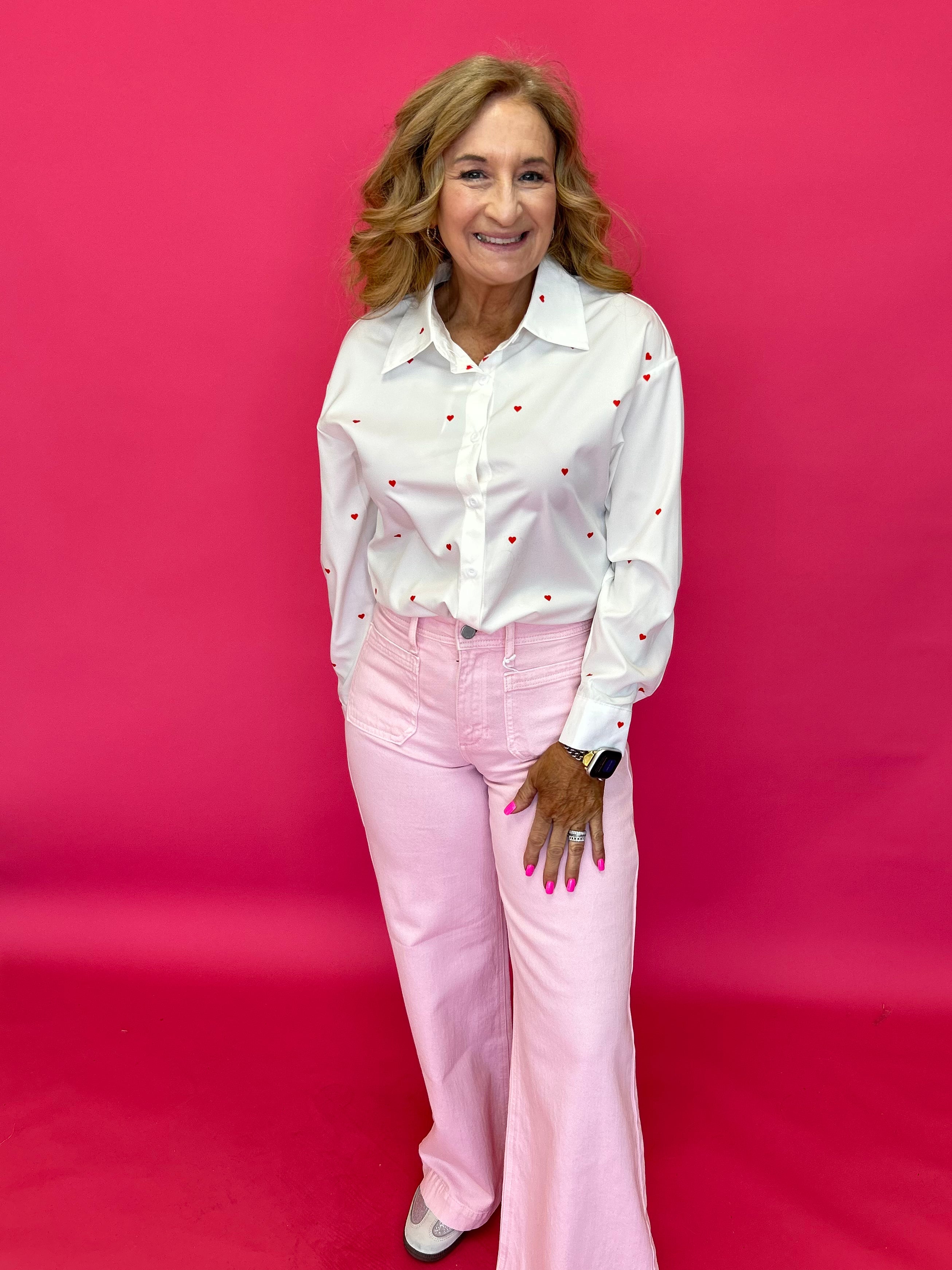 Love Notes Heart Print Button-Up Shirt