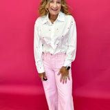 Love Notes Heart Print Button-Up Shirt