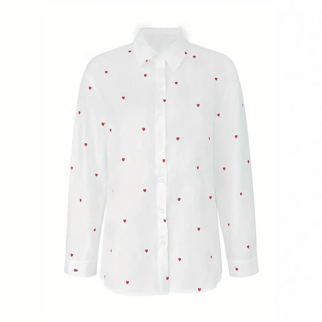 Love Notes Heart Print Button-Up Shirt