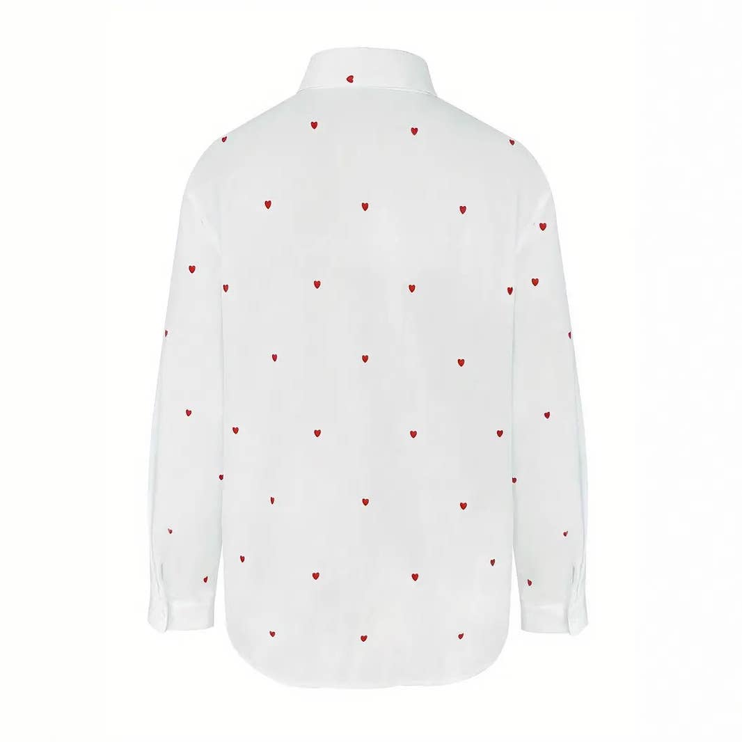 Love Notes Heart Print Button-Up Shirt