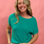 Lucky Loose Knit Sweater in Emerald