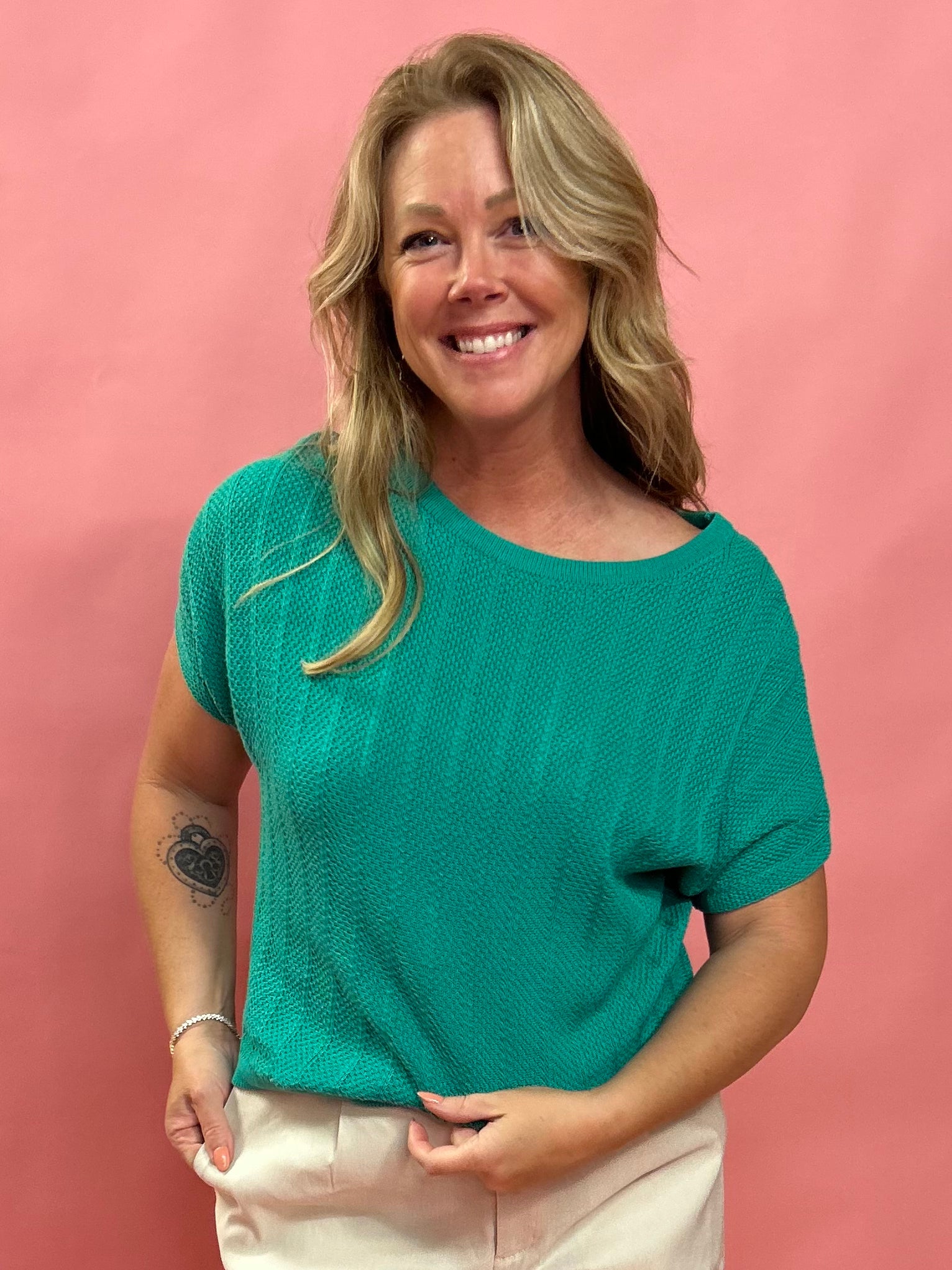 Lucky Loose Knit Sweater in Emerald