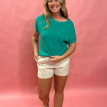 Lucky Loose Knit Sweater in Emerald
