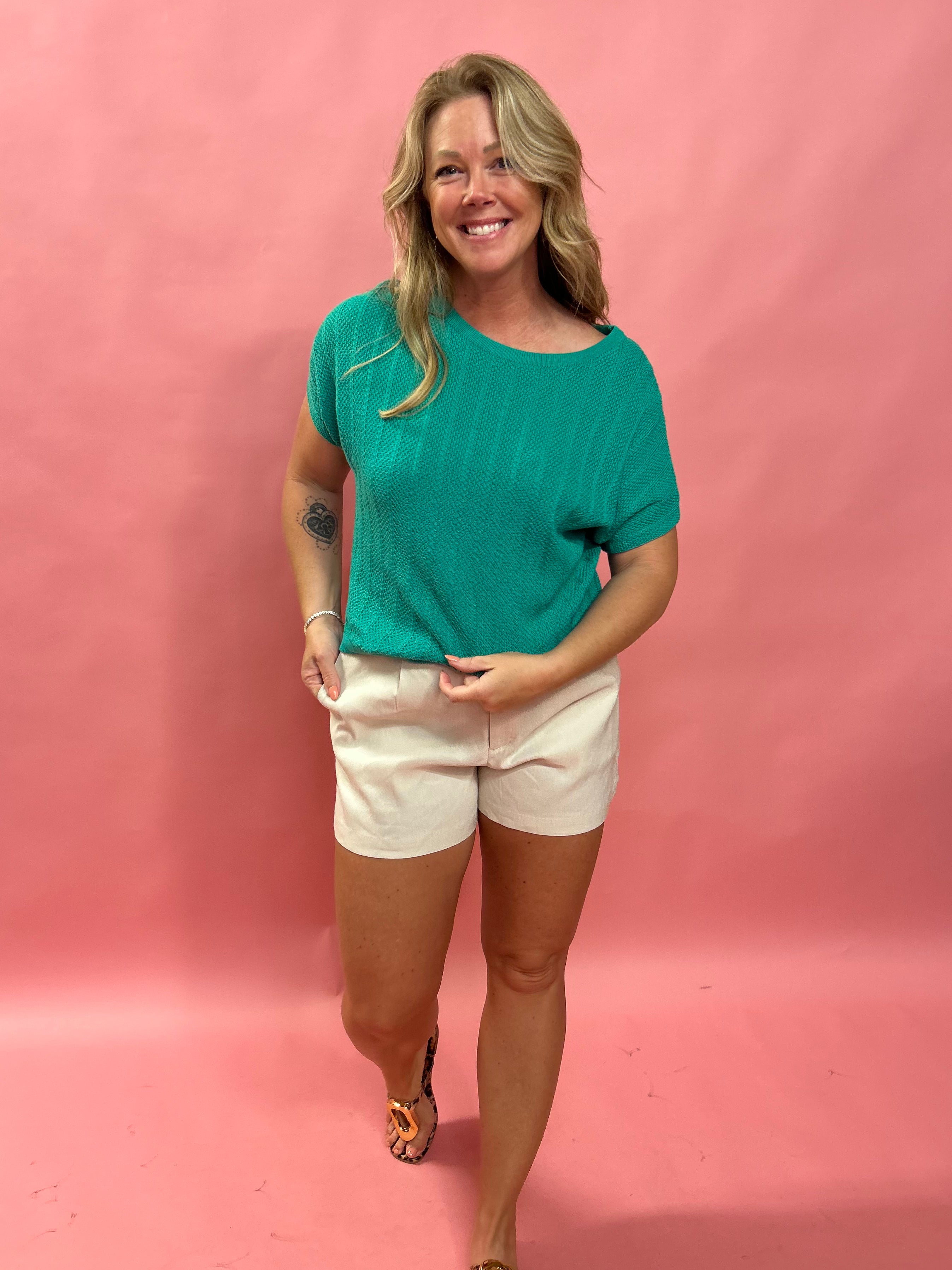Lucky Loose Knit Sweater in Emerald