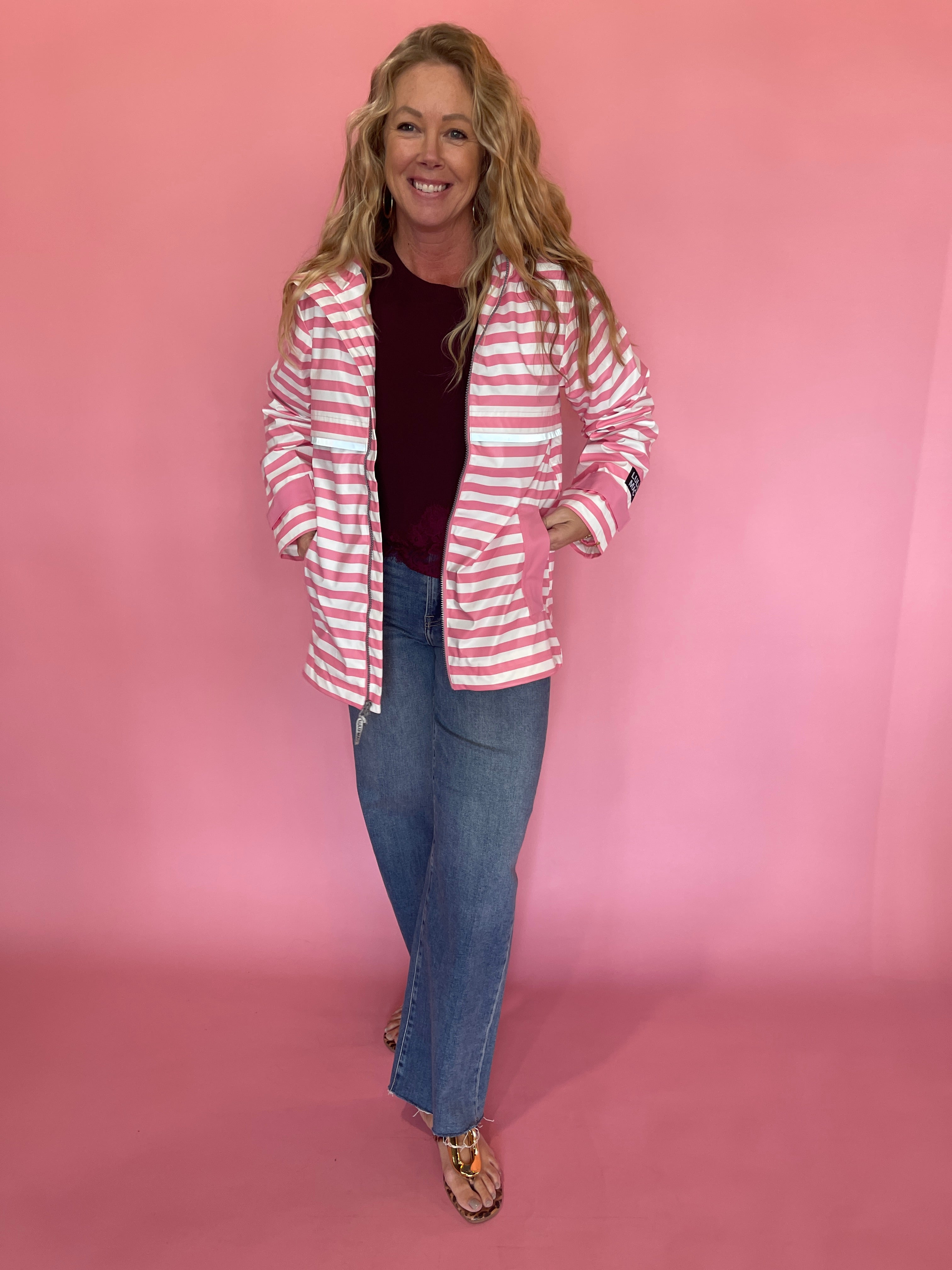 Lulu Mac Raincoat Darby Pink/White