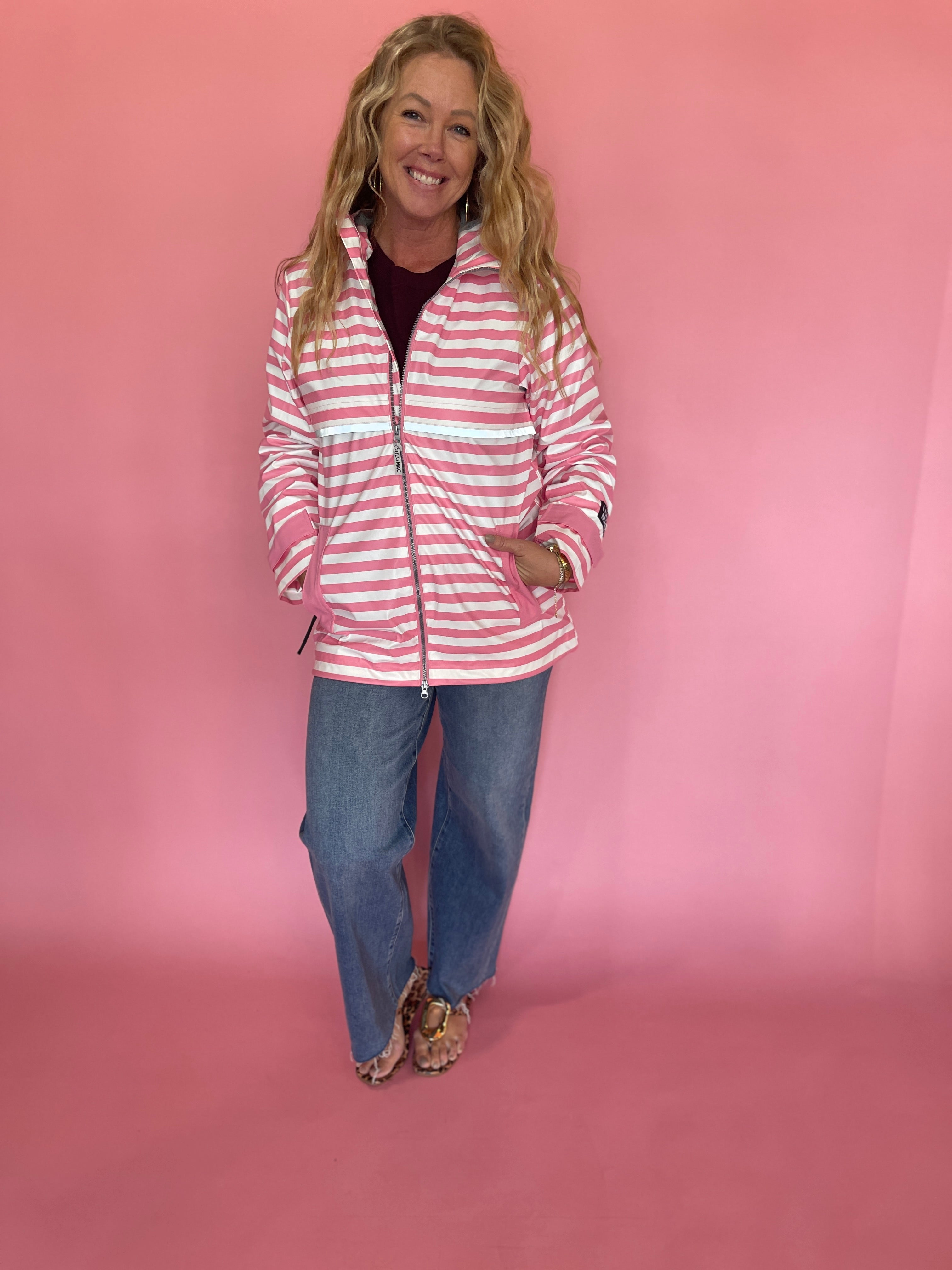 Lulu Mac Raincoat Darby Pink/White