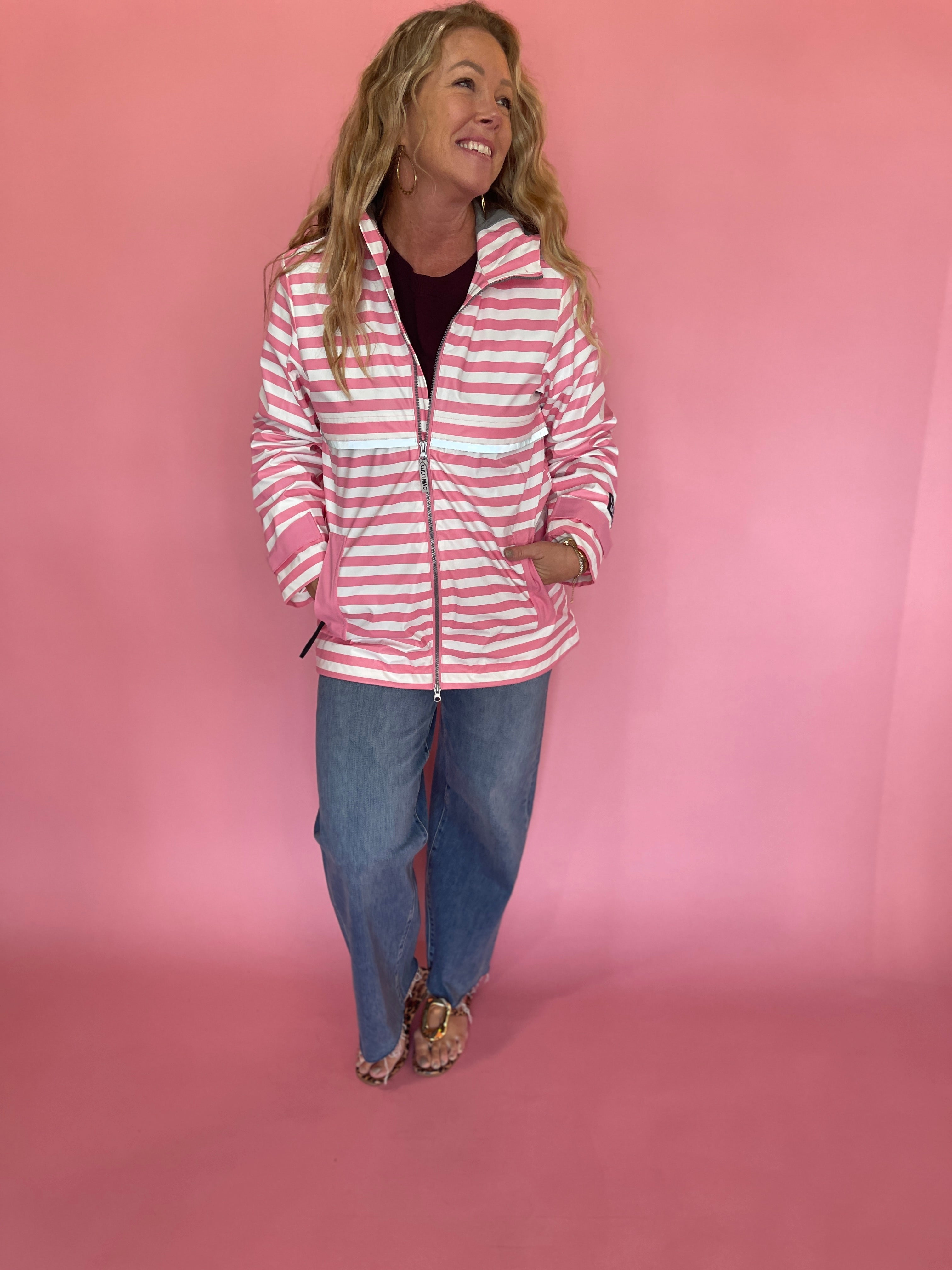 Lulu Mac Raincoat Darby Pink/White