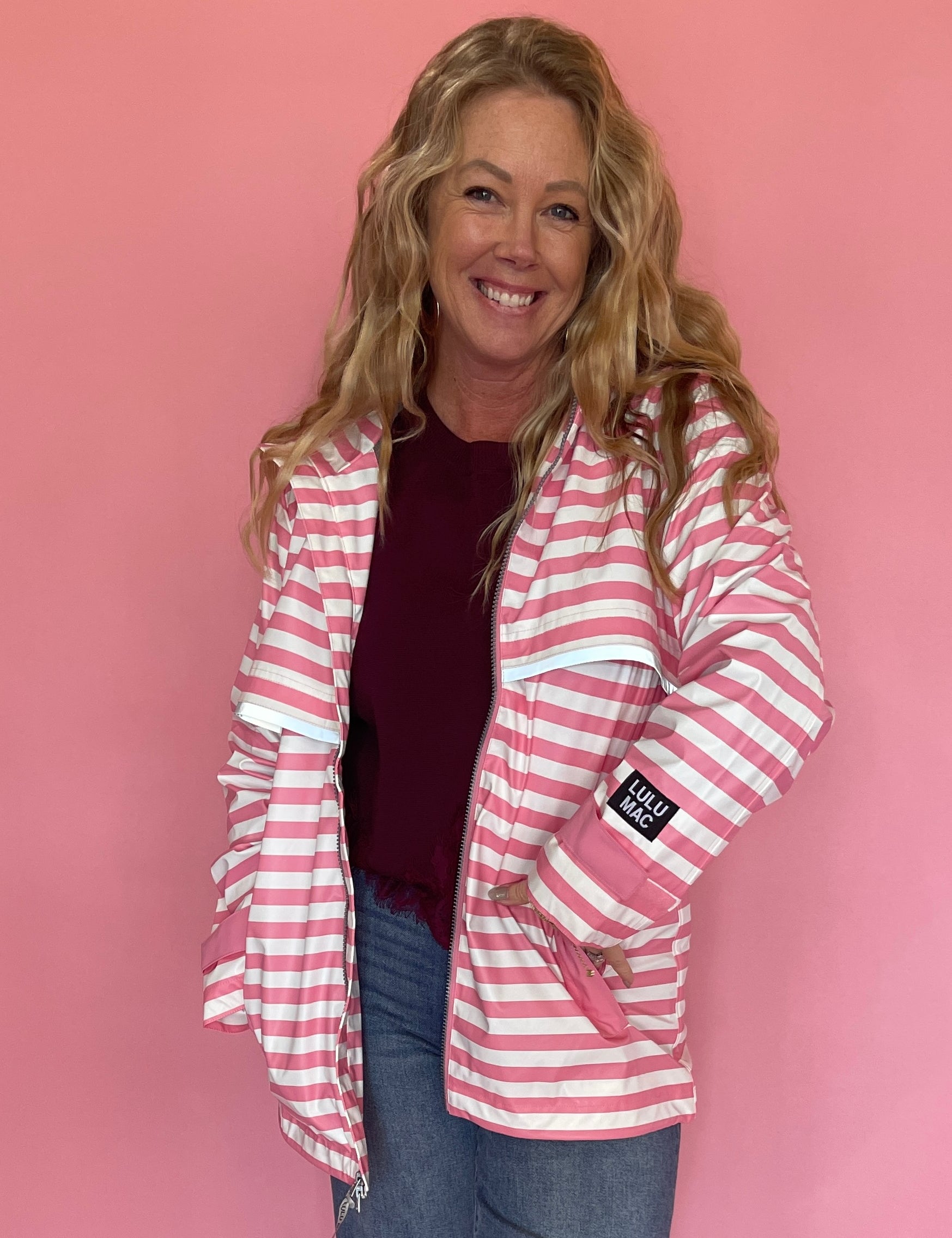 Lulu Mac Raincoat Darby Pink/White