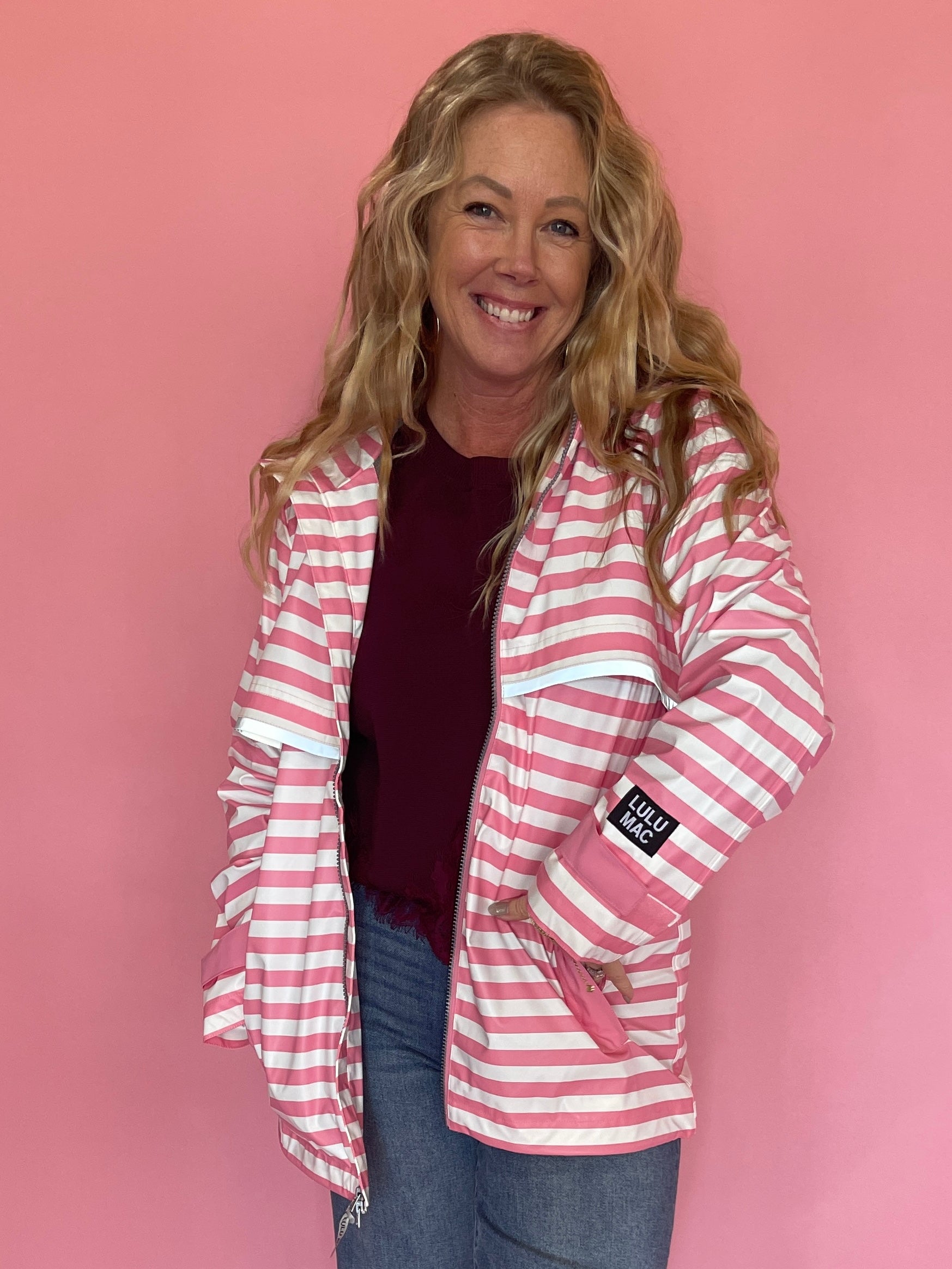 Lulu Mac Raincoat Darby Pink/White