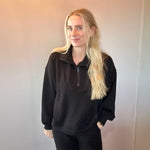 Luxe Comfort Modal Quarter-Zip Hoodie in Black