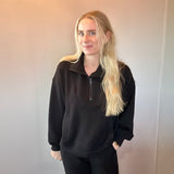 Luxe Comfort Modal Quarter-Zip Hoodie in Black
