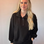 Luxe Comfort Modal Quarter-Zip Hoodie in Black