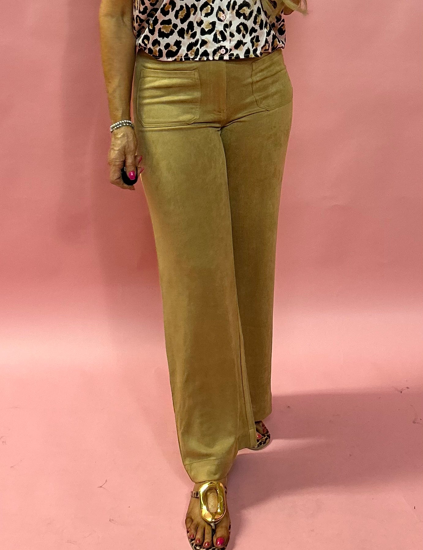 Luxe Drape Faux Suede Wide Leg Pants