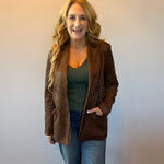 Luxe Layers Suede Blazer in Espresso