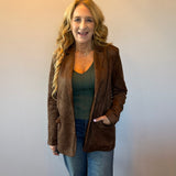 Luxe Layers Suede Blazer in Espresso