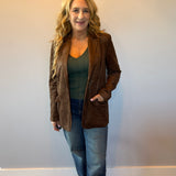 Luxe Layers Suede Blazer in Espresso