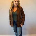 Luxe Layers Suede Blazer in Espresso