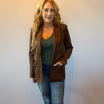 Luxe Layers Suede Blazer in Espresso