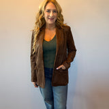 Luxe Layers Suede Blazer in Espresso