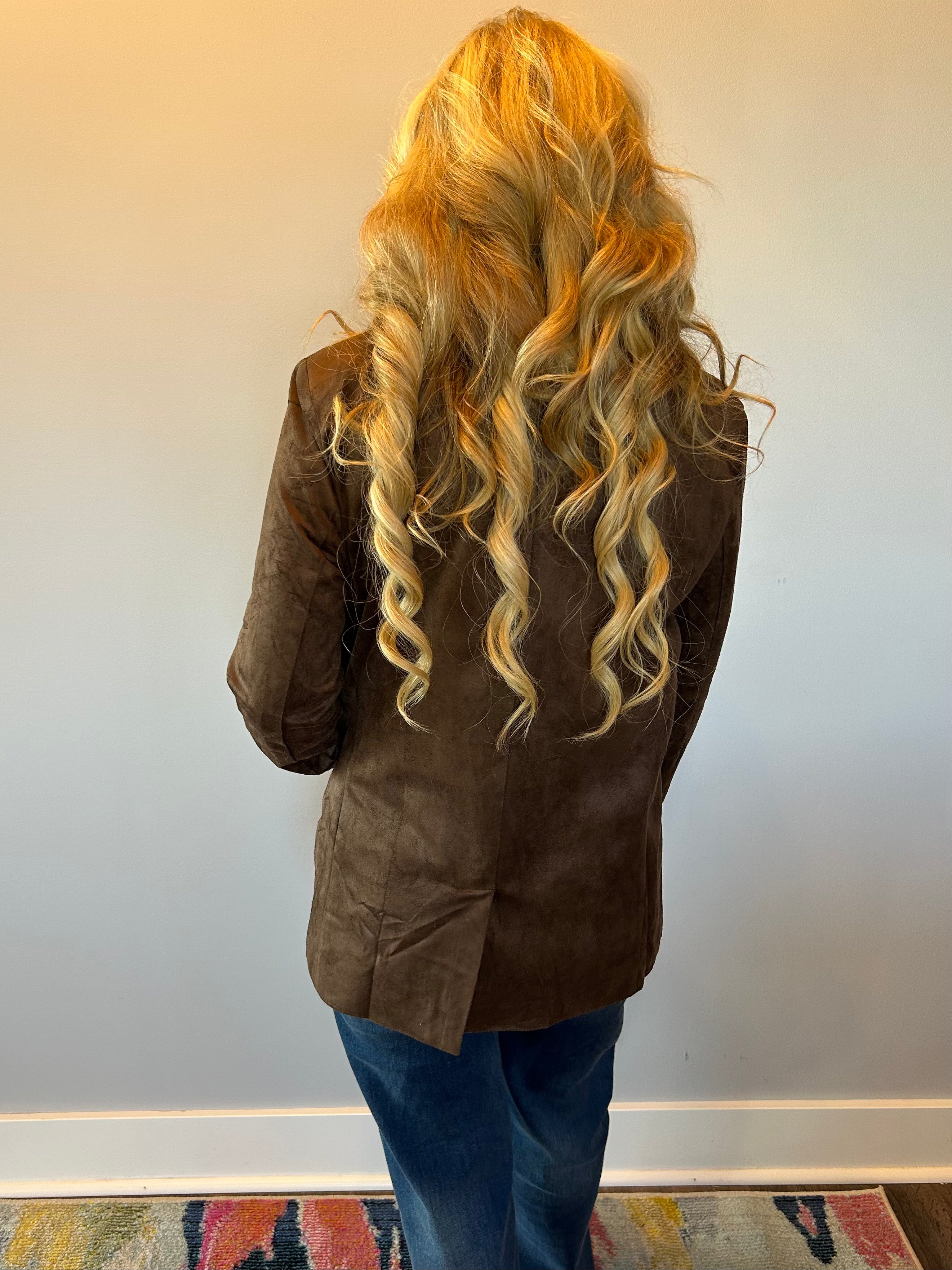 Luxe Layers Suede Blazer in Espresso