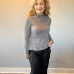 Luxe Ribbed Mock Neck Sweater in Charcoal