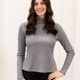 Luxe Ribbed Mock Neck Sweater in Charcoal