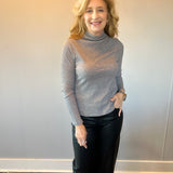 Luxe Ribbed Mock Neck Sweater in Charcoal