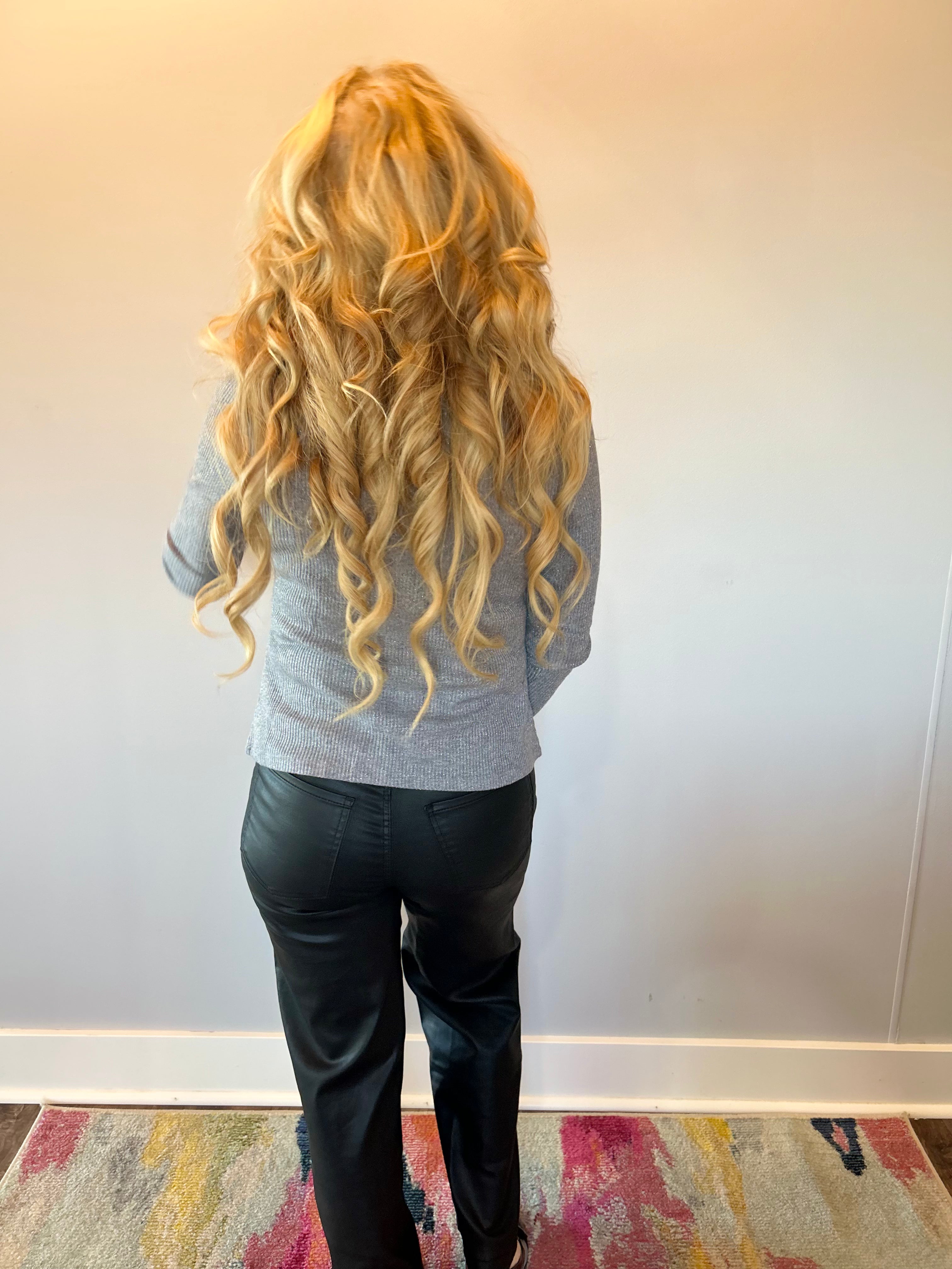 Luxe Ribbed Mock Neck Sweater in Charcoal